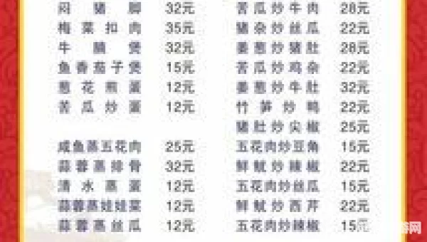 大排档菜单
